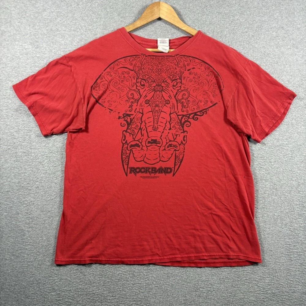 VTG 2007 Rock Band Video Game Promo Elephant Graphic T Shirt L Red Thrashed